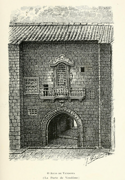A Porta de Vendoma, erguida D. Nonego, em desenho de *José Júlio Gonçalves Coelho.
